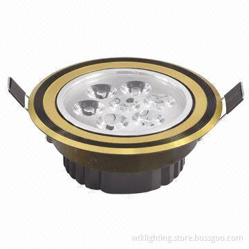 7W Superior LED Ceiling/Downlight with Black and Golden Edge, Aluminum Material
